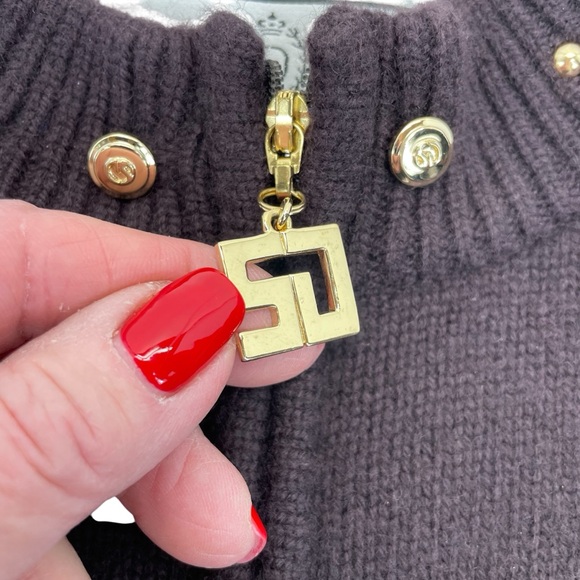 St. John Cashmere Fur Trimmed Sweater Small Brown - Picture 9 of 16